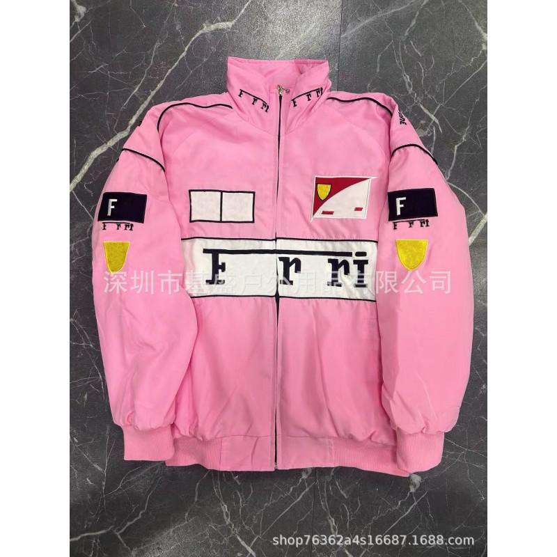 F1 Racing Embroidered Padded Jacket Retro Motorcycle Riding Baseball Coat Unisex