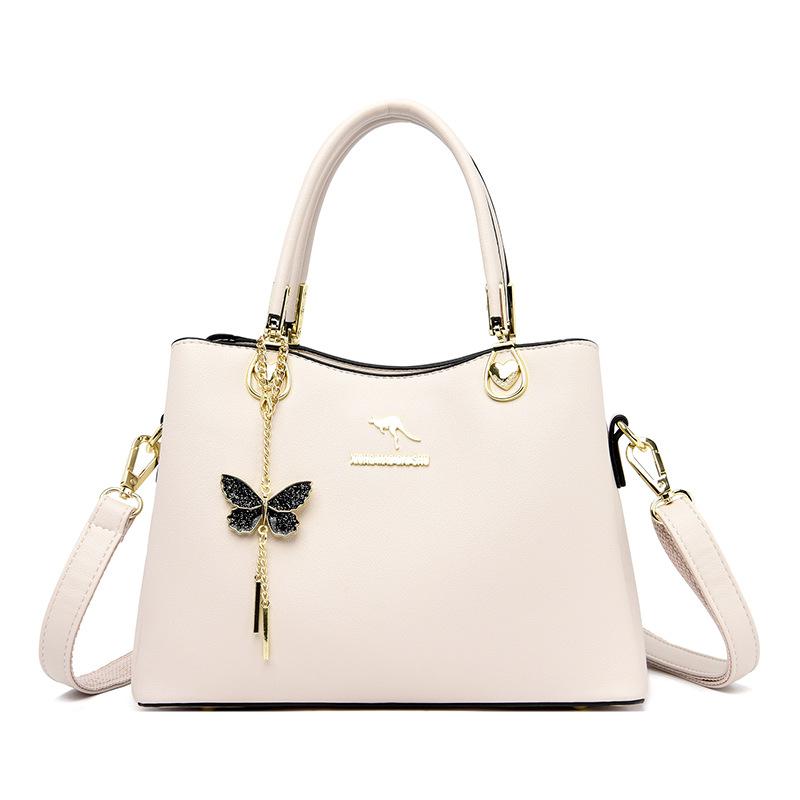 

Johnature Temperament Tote Bag Жіноча шкіряна сумочка великої місткості Універсальні однотонні сумки через плече