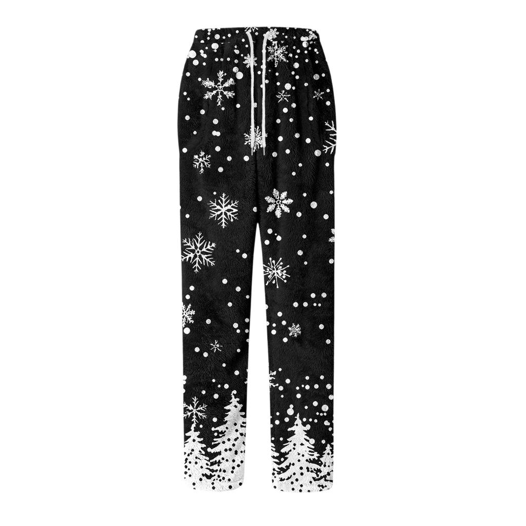 Men's Drawstring Pocket Flannel Pants Homewear Sleep Pants