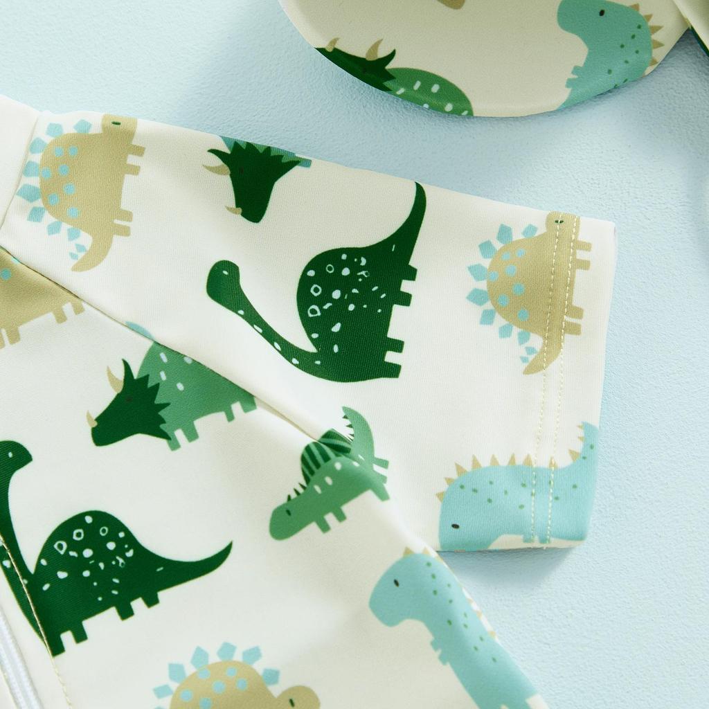 Toddler Boys Swimsuit 3 6 12 Months  2 3 Years Sun Protection Short Sleeve Crewneck Animal Print Zipper Swimwear with Hat