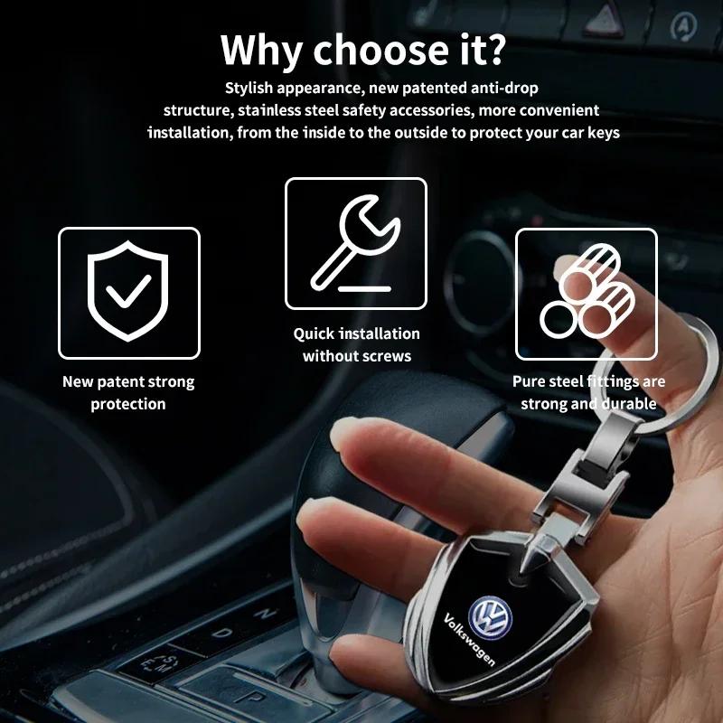 For Volkswagen Car Stying Badge 3D Metal Key Rings Shield Shaped Keychain For Volkswagen B6 B7 B5 Golf Polo Tiguan Passat EOS Sc