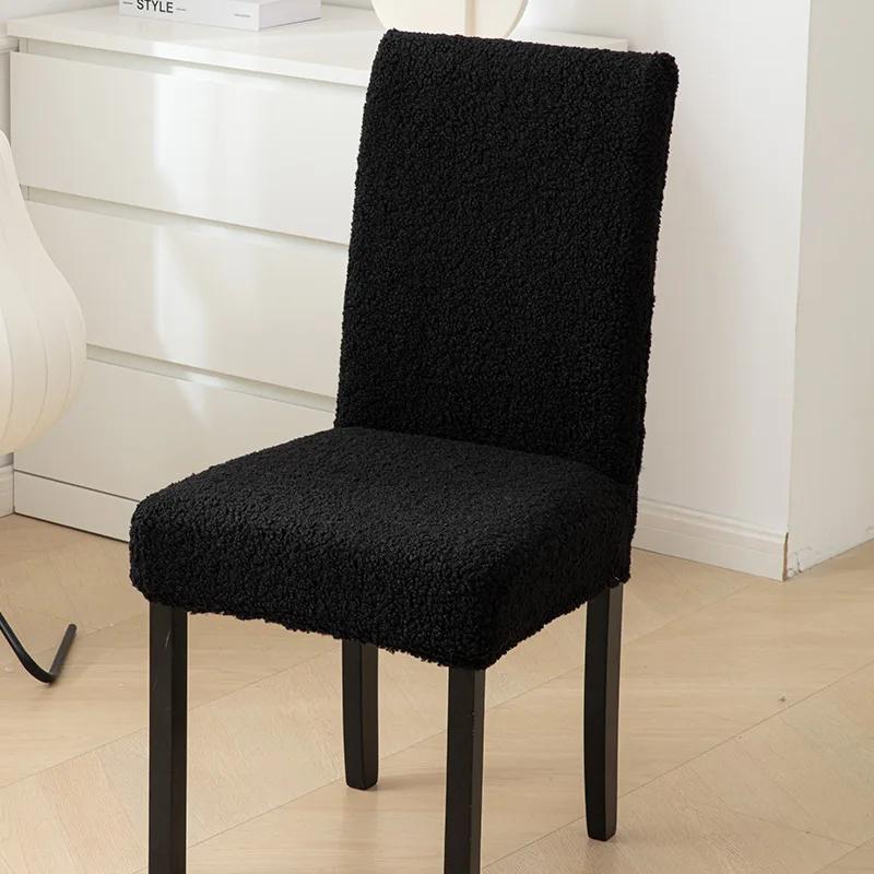 Lamb Wool Thickened Armless Chair Protective Case Luxury Plush Velvet Chair Covers Universal for Dining Room Home Hotel Decor