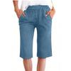 Pantaloncini casual da donna al ginocchio, vestibilità larga, vita elasticizzata con tasche, tessuto leggero e traspirante per l'uso quotidiano
