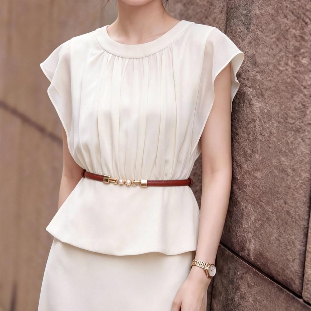 Solid Color Thin Women Belt PU Leather Decorative Waistband New Waist Chain for Dresses