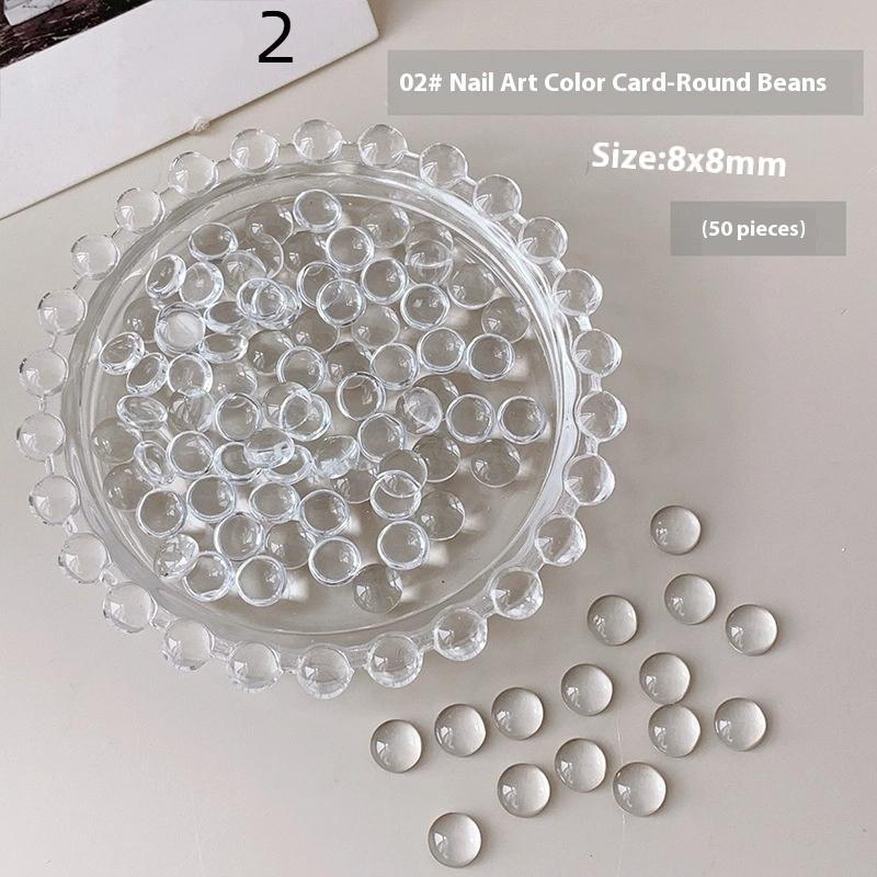 Mini Glass Nail Color Card Manicure Bean 3D Round Bead Transparent Glue Plate High-Quality Nail Polish Manicure Tool
