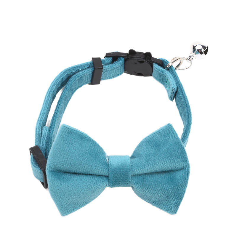 

1PC Cute Pet Suede Bow Tie Collar with Bell Breakaway Adjustable Solid Color Safety Collar for Kitten Puppy One Size