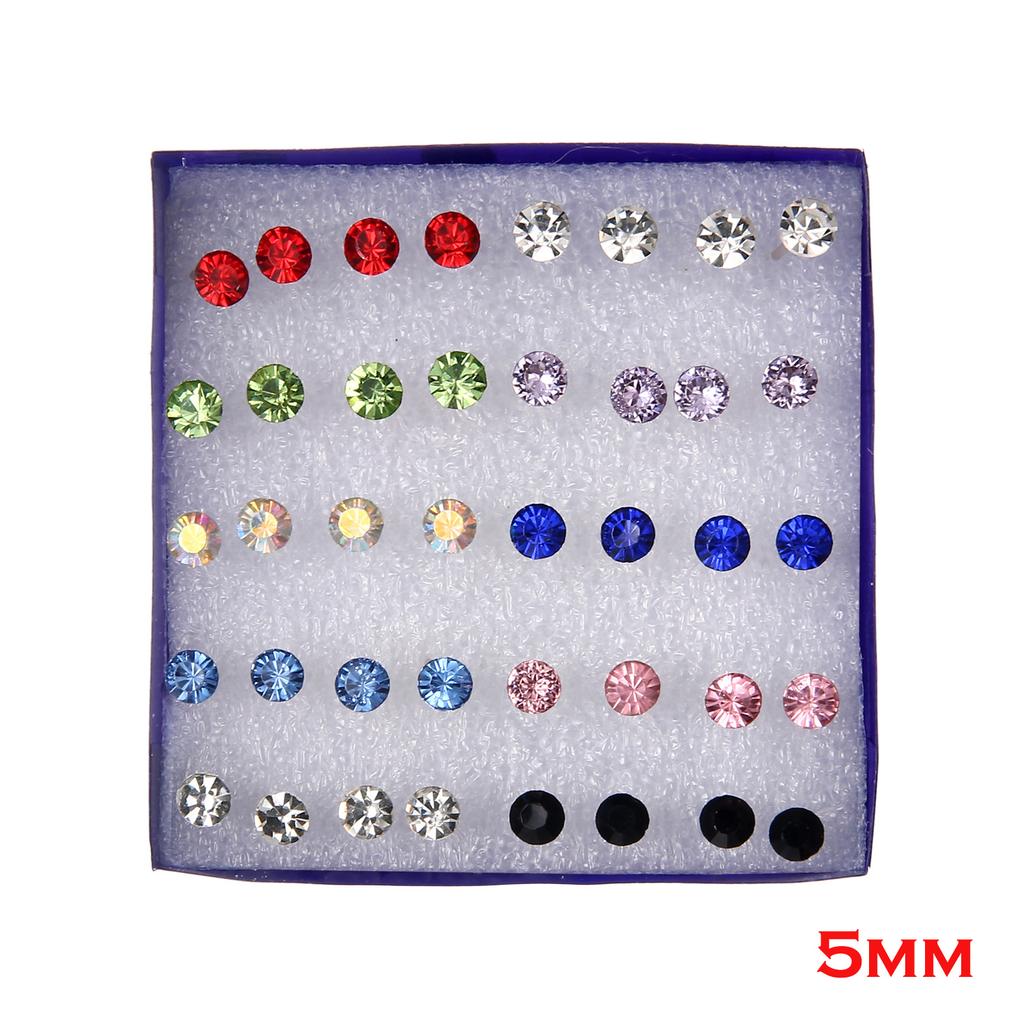 20 Paar/Set Damen Mädchen Strass Kristall Ohrstecker Ohrringe Gemischte Stile Runde Kleine Ohrringe Sets Party Schmuck Geschenk 2 3 4 5mm