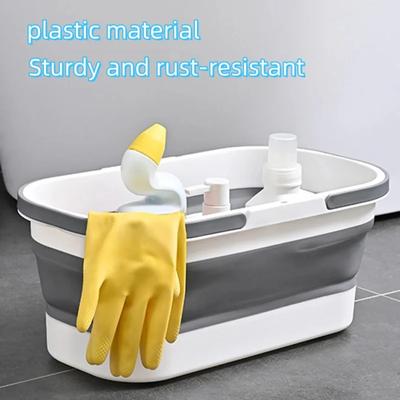 12L Portable Mop Bucket with Wheels, Foldable Laundry Basket, Household Large Mop Bucket, Rectangular Thickened Portable