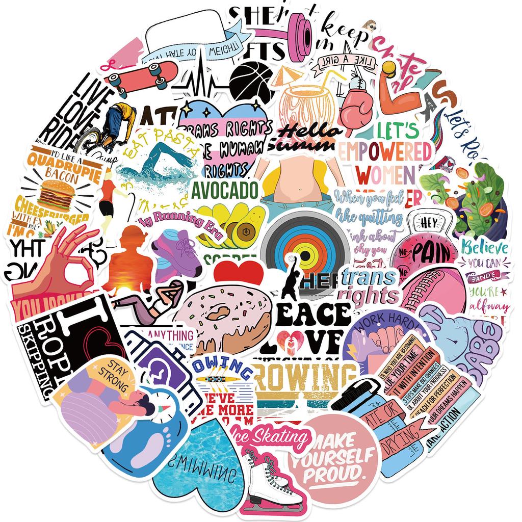 50 Abnehm-Übungen und Fitness Inspirierende Graffiti-Aufkleber Dekorieren Gitarre Notizbuch Koffer DIY Wasserdichte Aufkleber