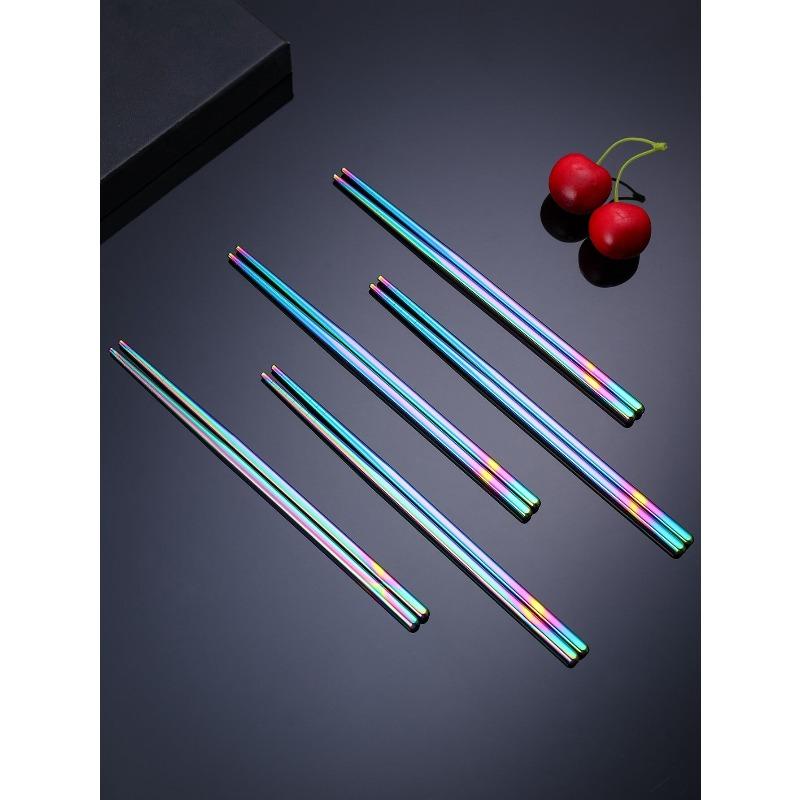 Holographic Stainless Steel Chopsticks, Gradient Color Chopsticks for Dining, Kitchen