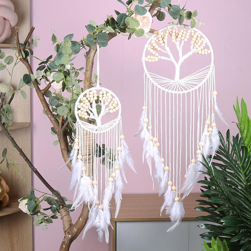 Tree of Life Dream Catcher with Beads Macrame Wall Hanging Large Dreamcatcher Woven Boho Home Decor Bedroom Decoration Gift