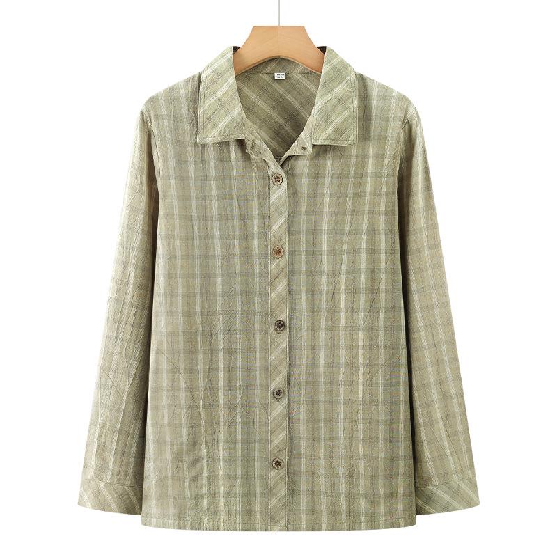 

2026 New Style Pure Cotton Long-sleeve Shirt for Middle-aged & Elderly Women 4XL (125-140 jin)