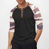 Men's top with three-quarter sleeves and camouflage print