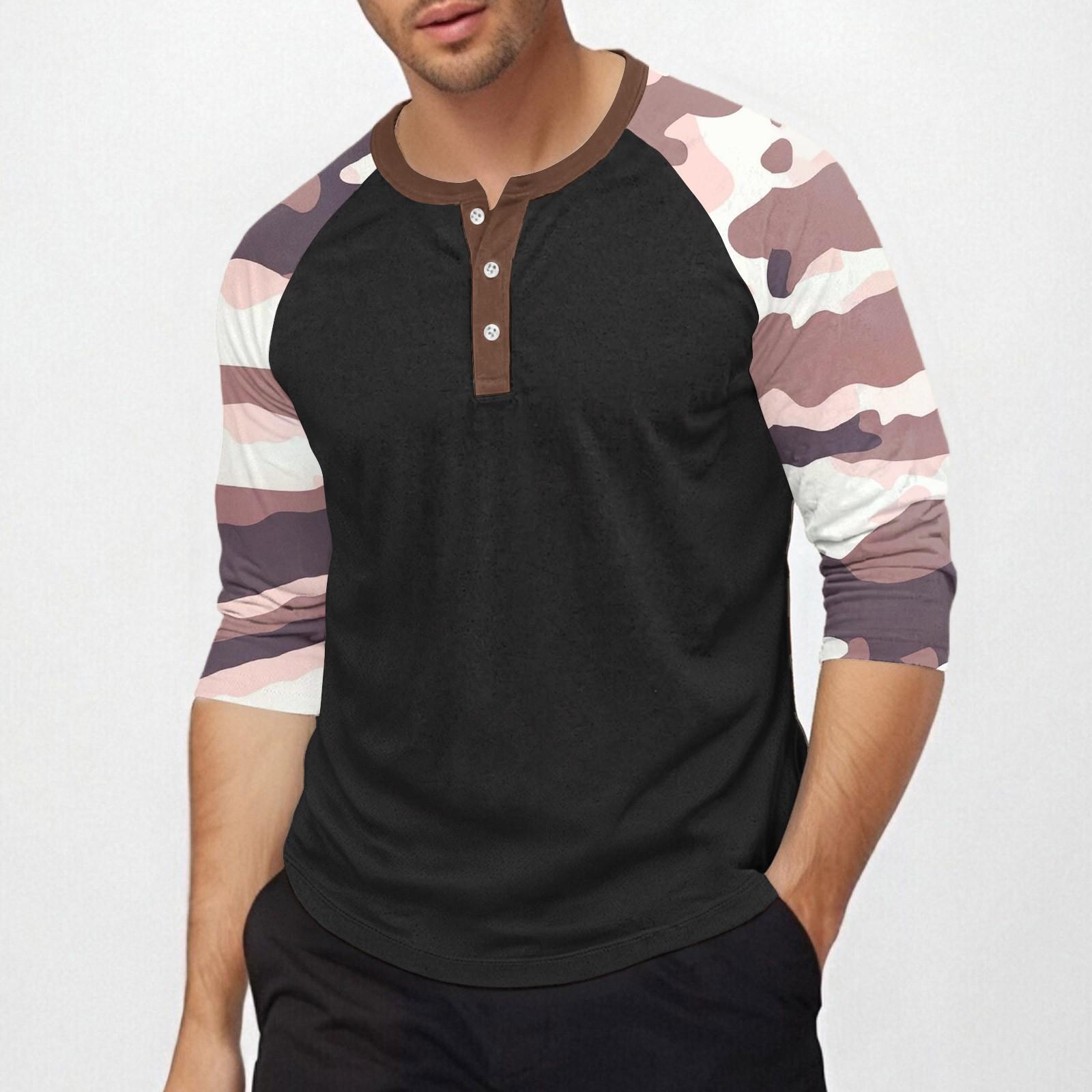 

Мужской топ с рукавами три четверти и камуфляжным принтом S чёрный