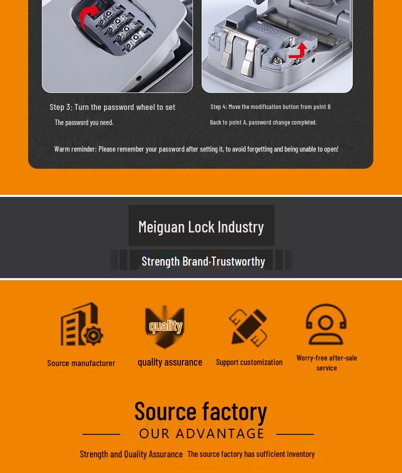 B&B Decor Wandmontierte Schlüsselbox mit Schloss & Haken - Kostenlose Montage