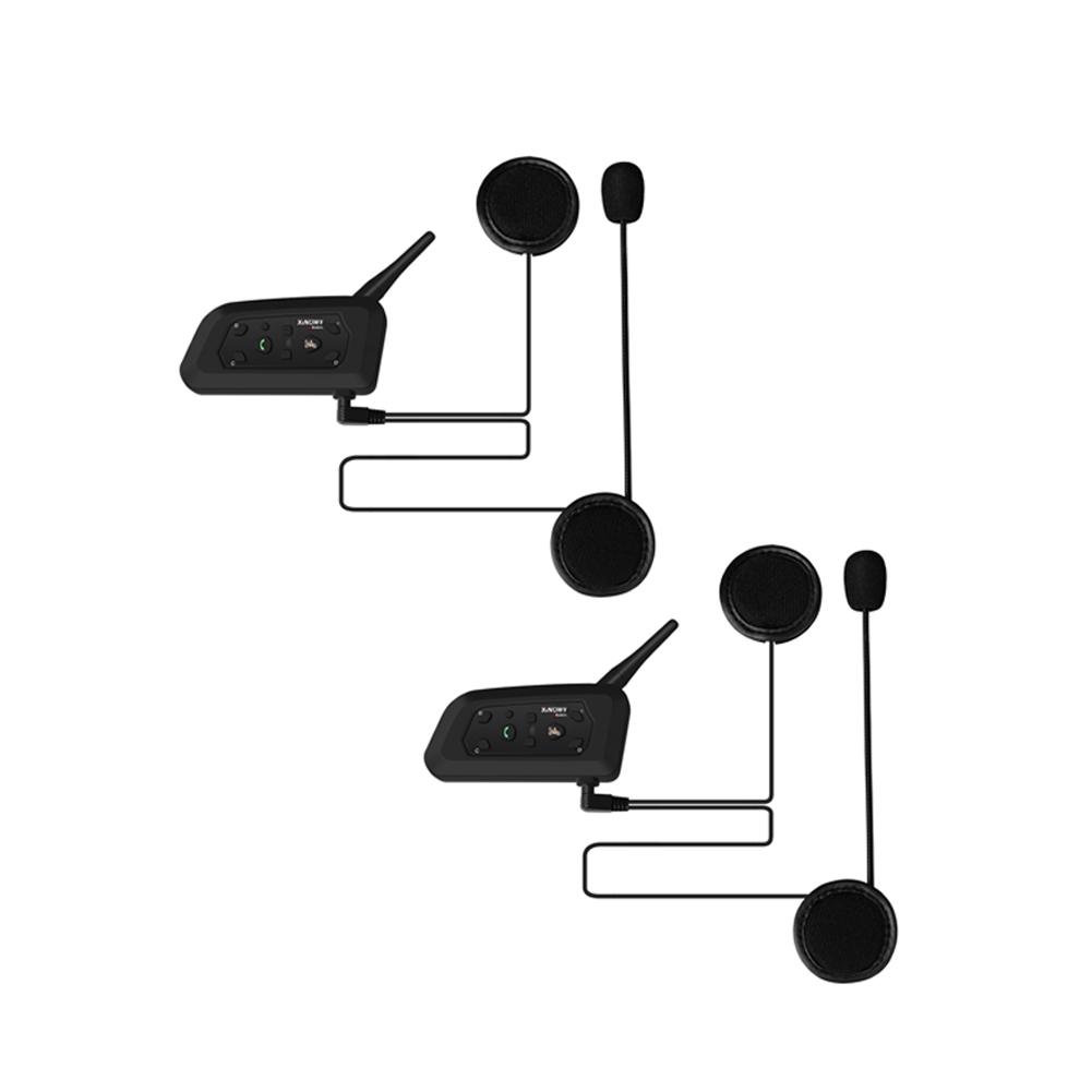 2Pcs XINOWY V6 Pro Motorcycle Helmet Bluetooth Headset 1200m Waterproof Motorcycle Communication Intercom чёрный