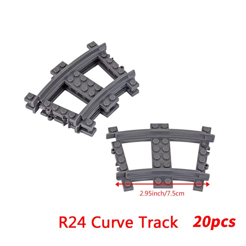 20PCS MOC City Bricks Train Flexible Construction Parts Railway Curve Track R120 Building Blocks Model Accessories Compatible