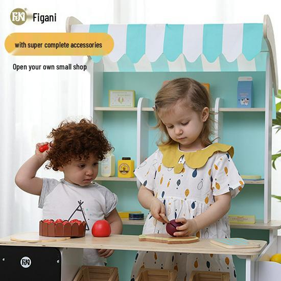 Figani Wooden Play Grocery Store for Kids - Educational Role Play Toys