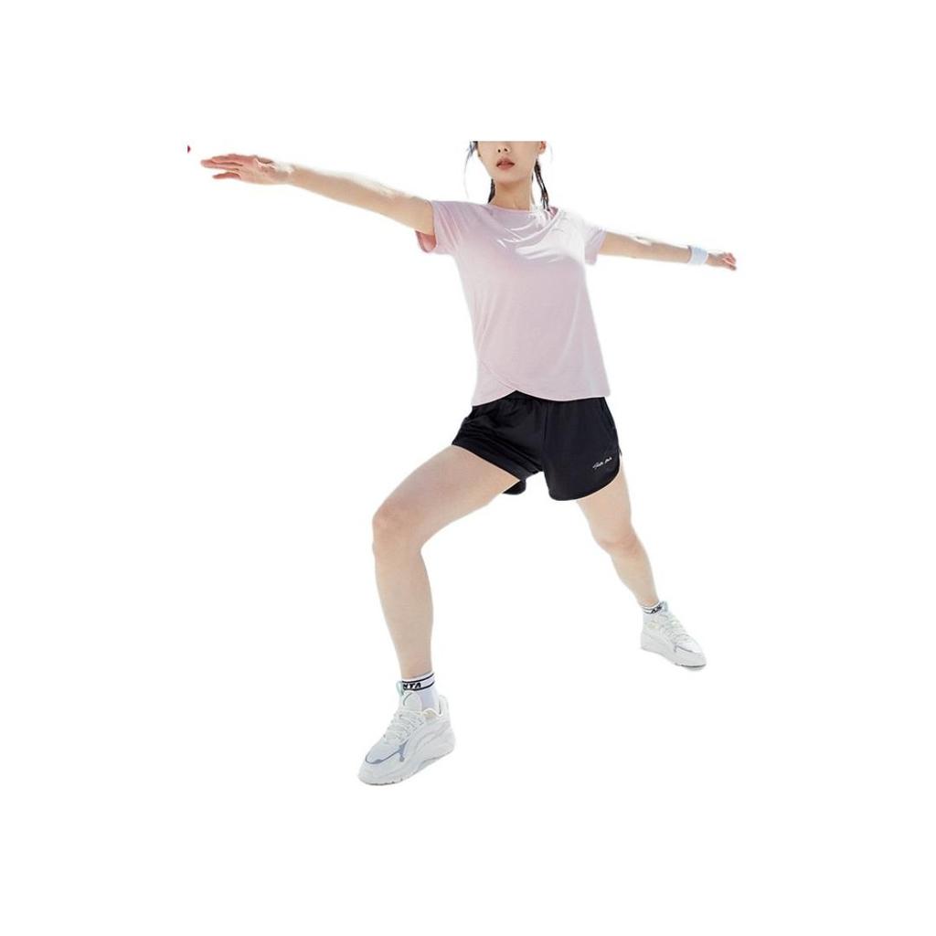 Anta Training Series Solid Color Breathable Five-Point Shorts Women shorts Black 962227715-2