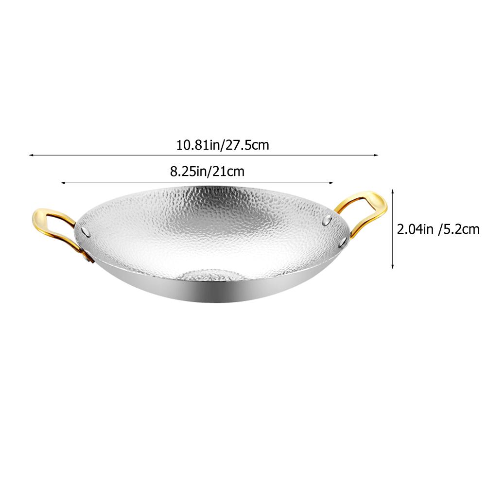Hammered Stainless Steel Food Pan Multi Function Dry Pot Cooking Pan Hot Pot Stove Use Kitchen Cooking Tool Stainless Steel Wok