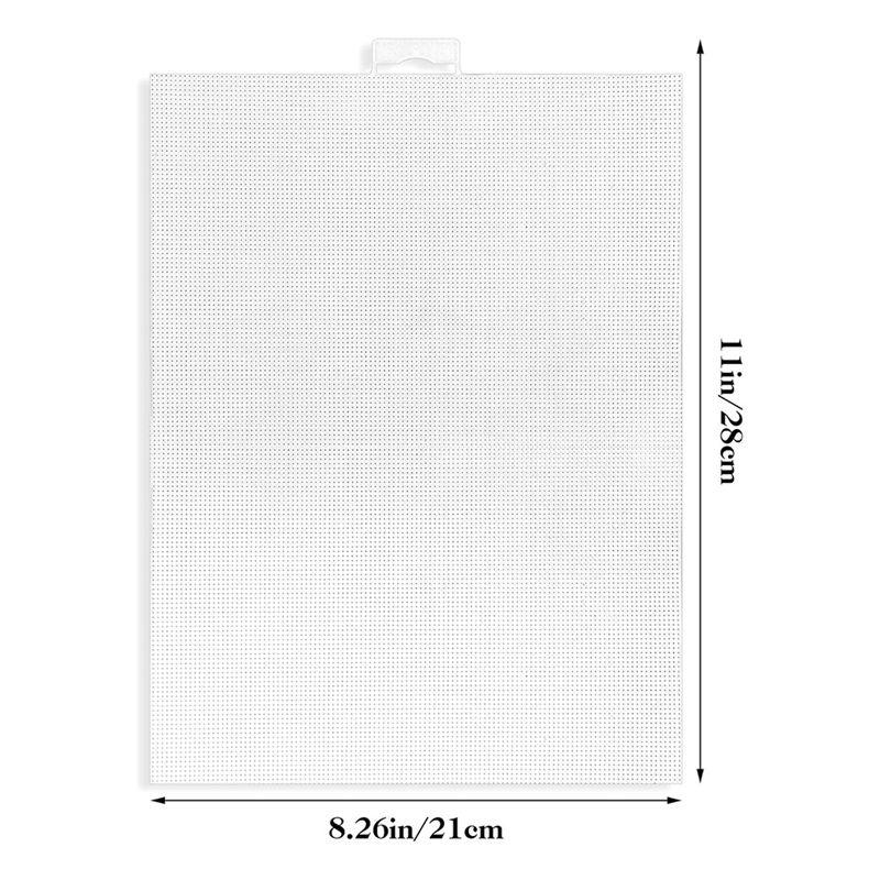 AEE4-4 PCS 14 Count Plastic Mesh Canvas Sheets For Embroidery, White Plastic Needlepoint Canvas (8 X 11 Inches)
