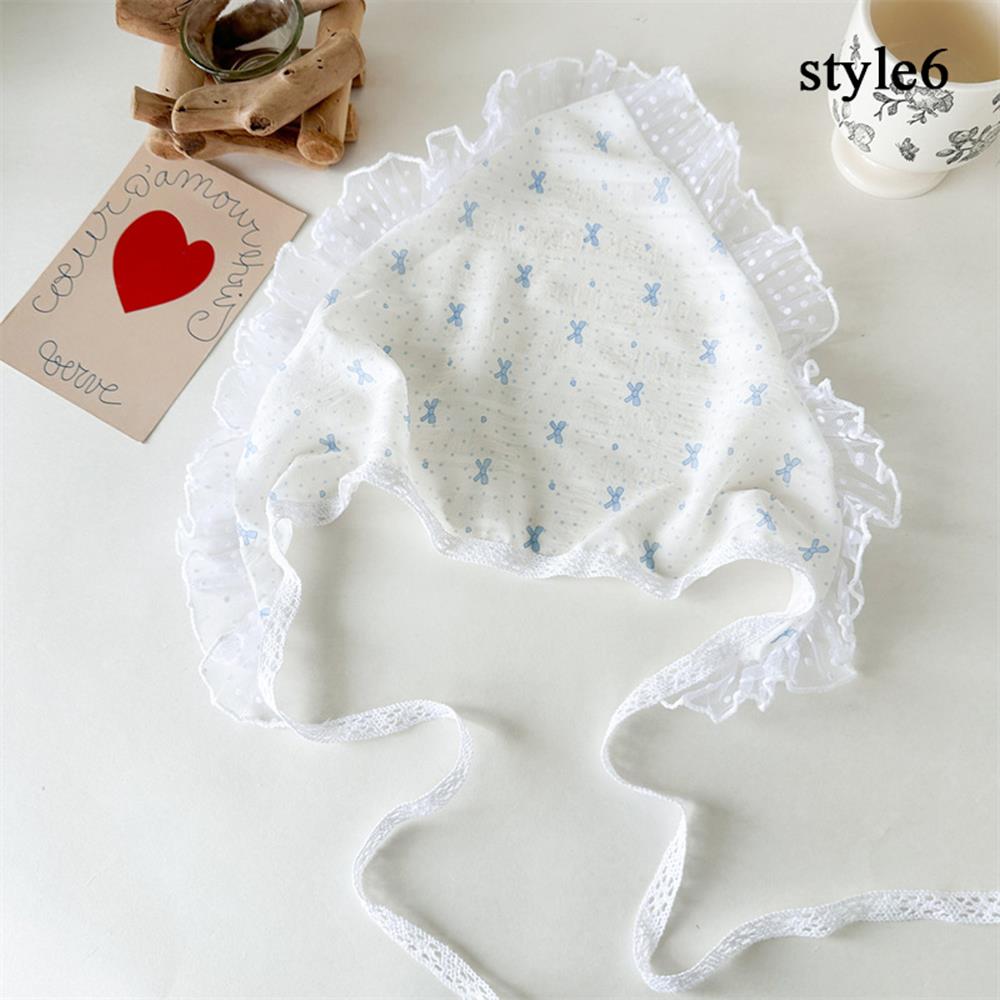 Sweet Floral Lace Hair Scarf Wraps Women Triangle Headscarf Thin Breathable Ribbon Retro Hair Accessories Headwear Turban Scarf