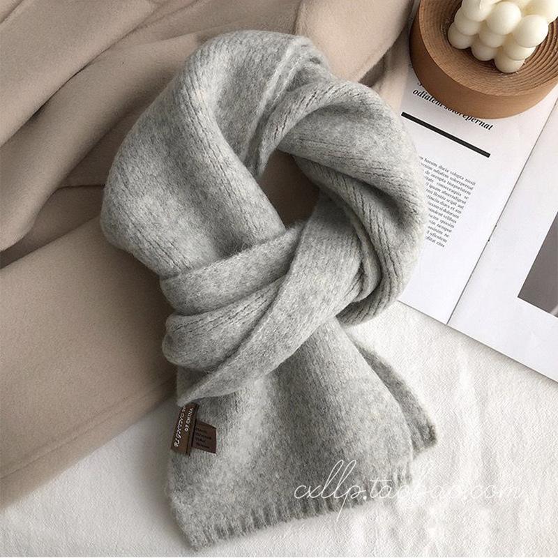 Neutral wind versatile scarf soft waxy knitted 20 sheep wool warm couple scarf student girl
