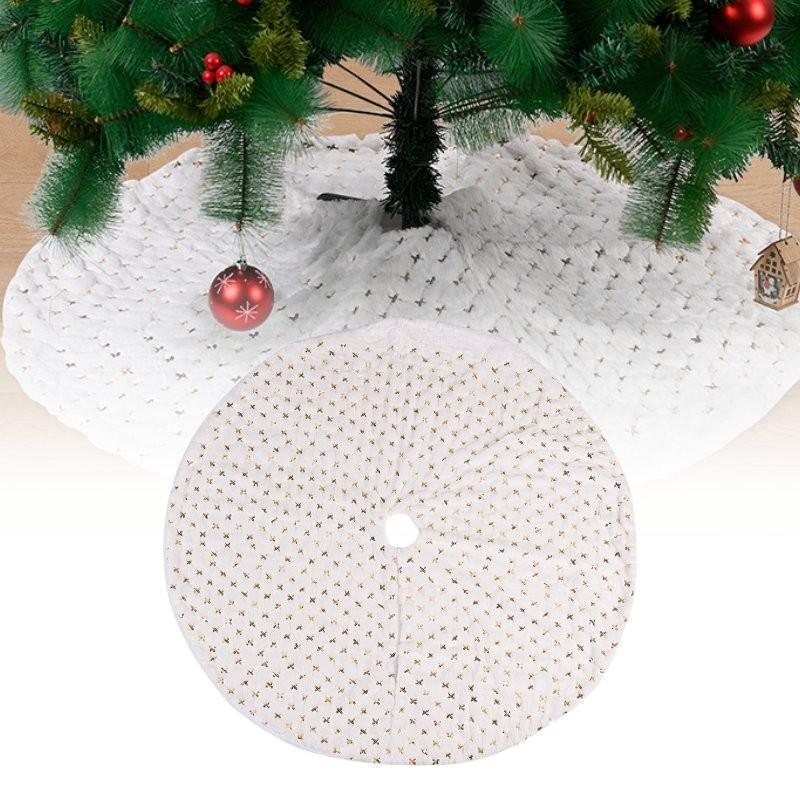 Christmas Tree Skirt Base Stand Cover Holiday Decoration Gold Color Piece Bead