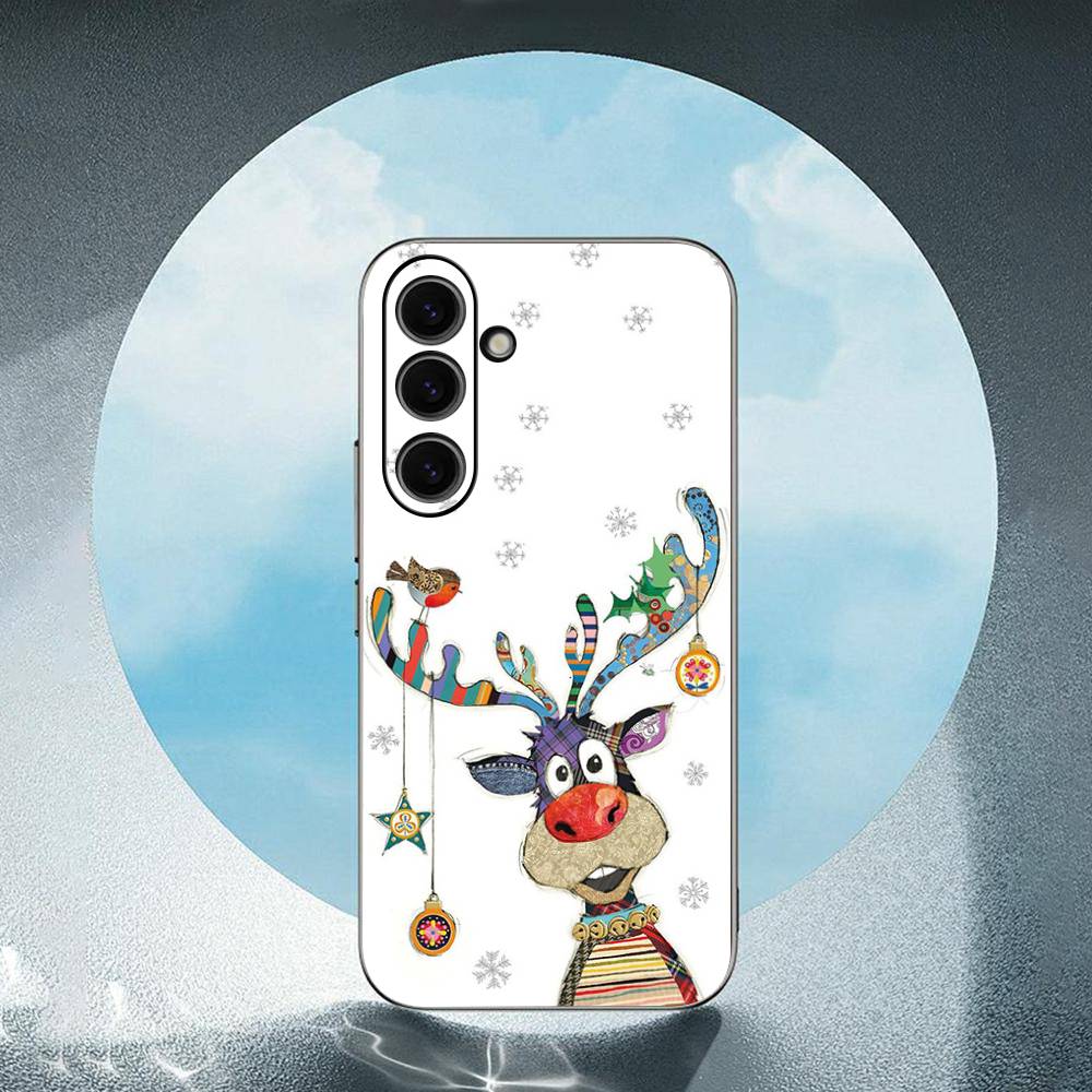 Christmas Deer For Samsung Galaxy S23 S24 S25 Ultra S22 Plus S21 Black Soft Case Waterproof Soft Case