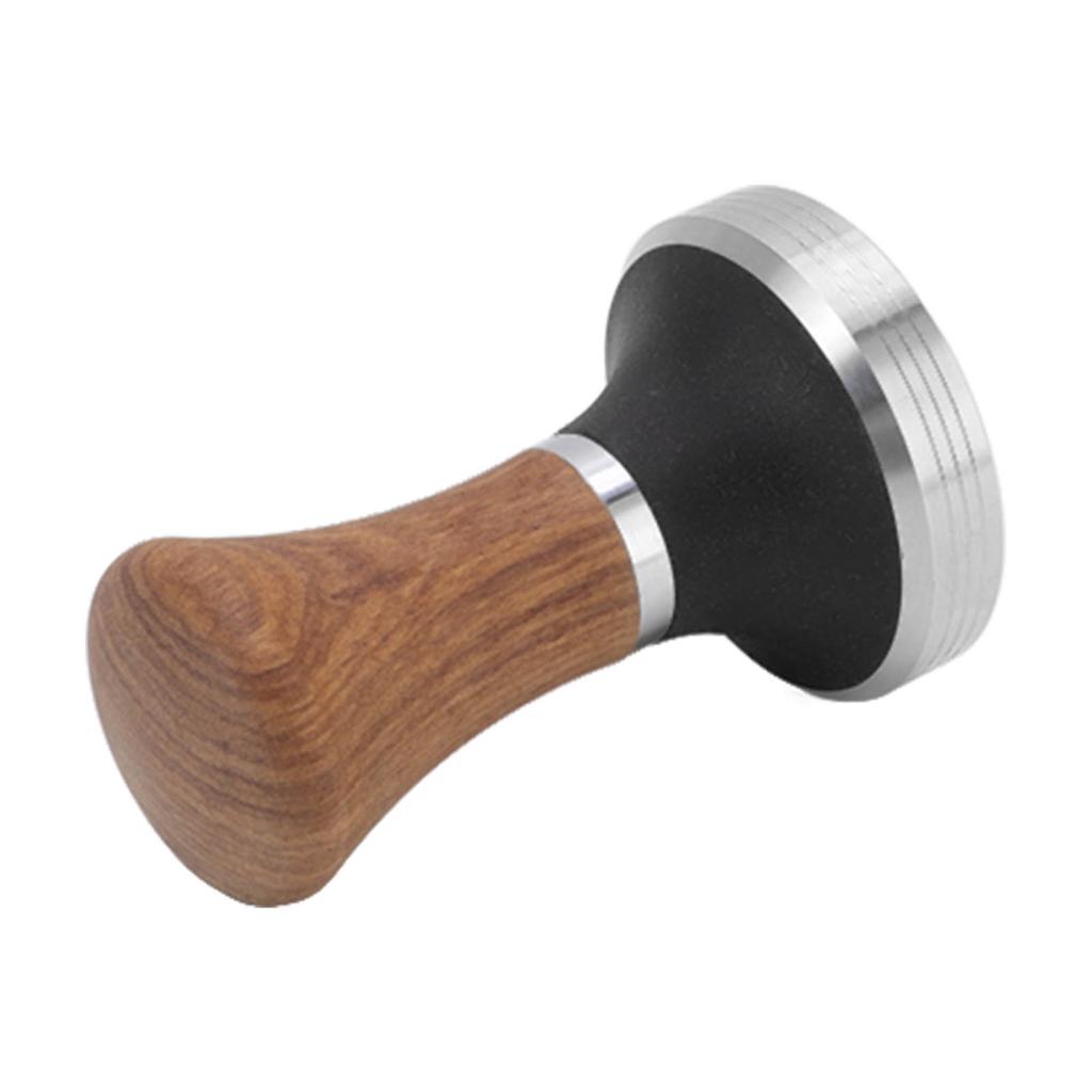 Coffee Tamper Stainless Steel Flat Bottom Coffee Hand Tamping Tool with Wooden Handle