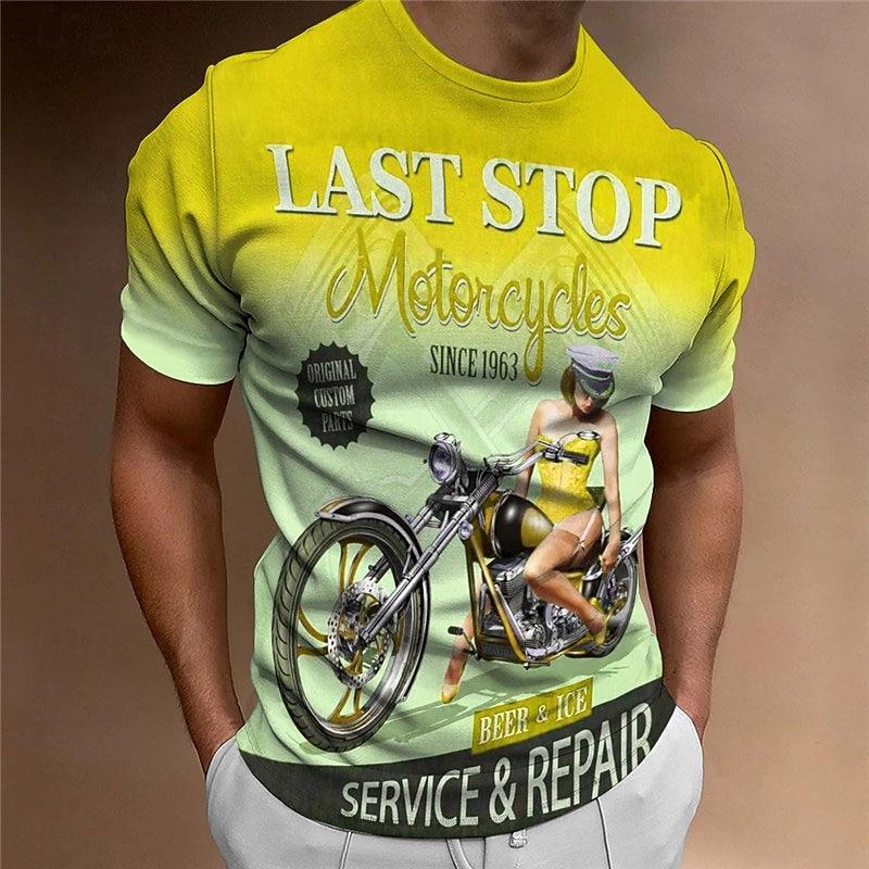 Men's Graphic Motorcycle T Shirt Motorcycle T Shirt Short Sleeve T shirt 3D Print Crew Neck Shirt Vintage Fashion Designer Outdoor Daily