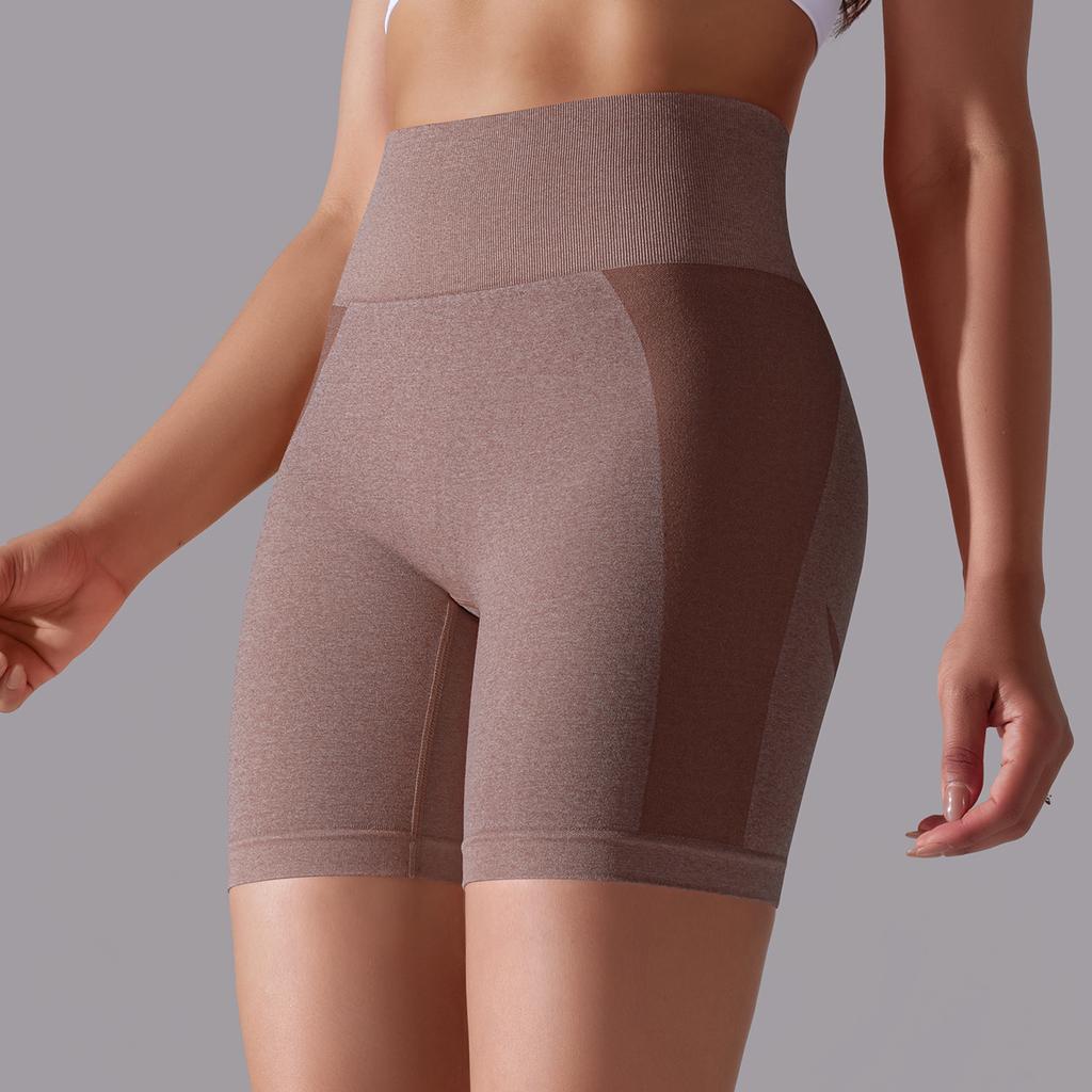 Seamless Belly Tuck Peach Butt Skinny Smile Pants Sports Yoga Pants High Waist Jacquard Fitness Shorts Women
