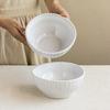 Delicate Lace Vertical Ceramic Bowl Household Noodle Bowl Salad Bowl Tableware Round Bowl Vegetable Bowl Restaurant Fruit Bowl