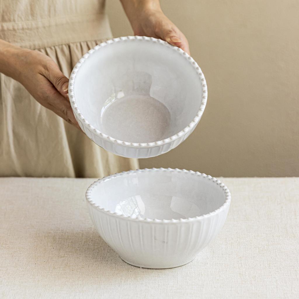 Delicate Lace Vertical Ceramic Bowl Household Noodle Bowl Salad Bowl Tableware Round Bowl Vegetable Bowl Restaurant Fruit Bowl
