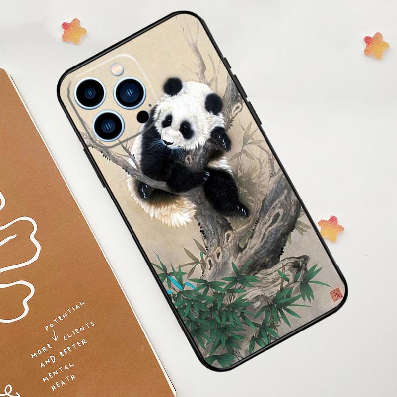 

Чехол с изображением милого медведя в виде панды для iPhone 15 16 14 13 12 11 Pro Max Plus X XR XS Max 12 13 Mini, мягкий чехол-бампер iPhone 12 mini
