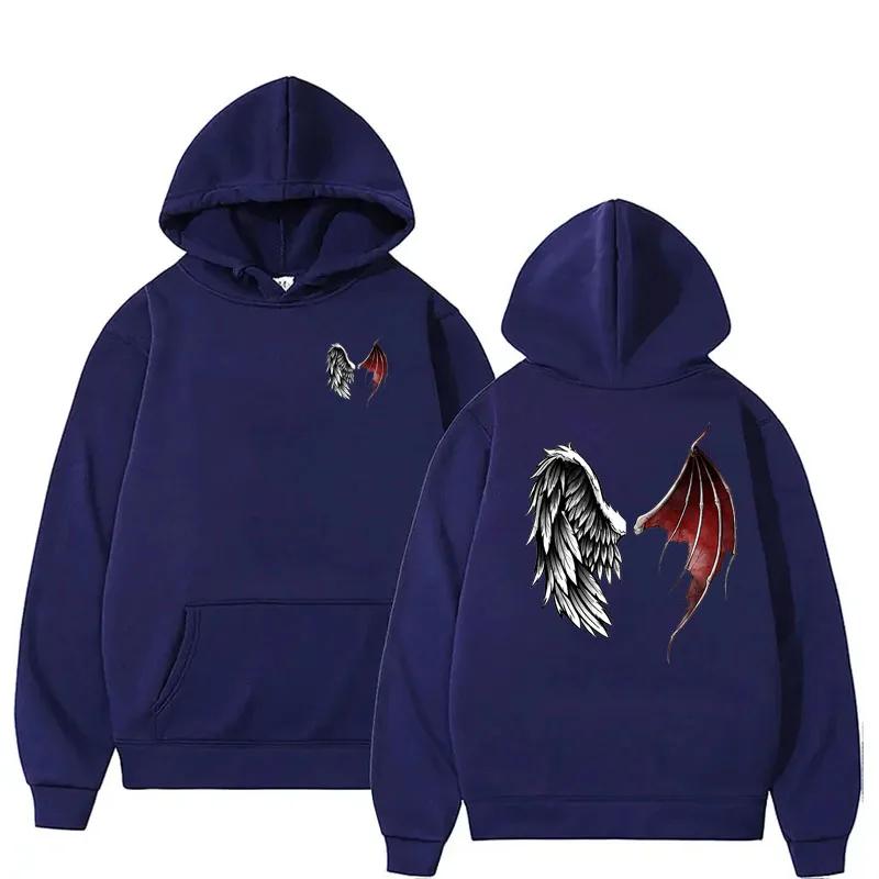 Mikina Lucifer Wings svetr s kapucí Devil Angel Wings Nebe a peklo Tip na dárek pro ženy Fleece svetr s kapucí Sportovní mikina