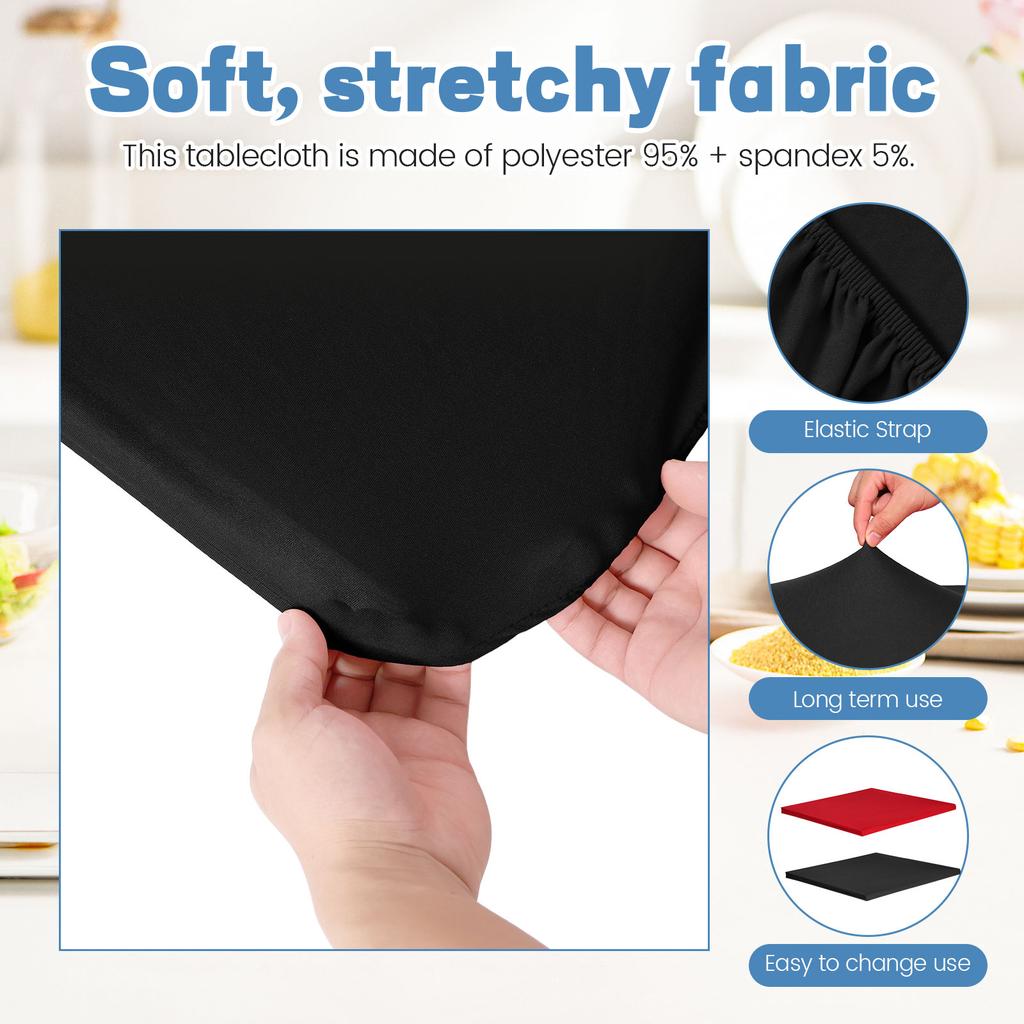 2Pcs Square Fitted Tablecloth Soft Square Fitted Table Cover with Elastic Strap Minimalist Square Tabletop Cover Removable Card