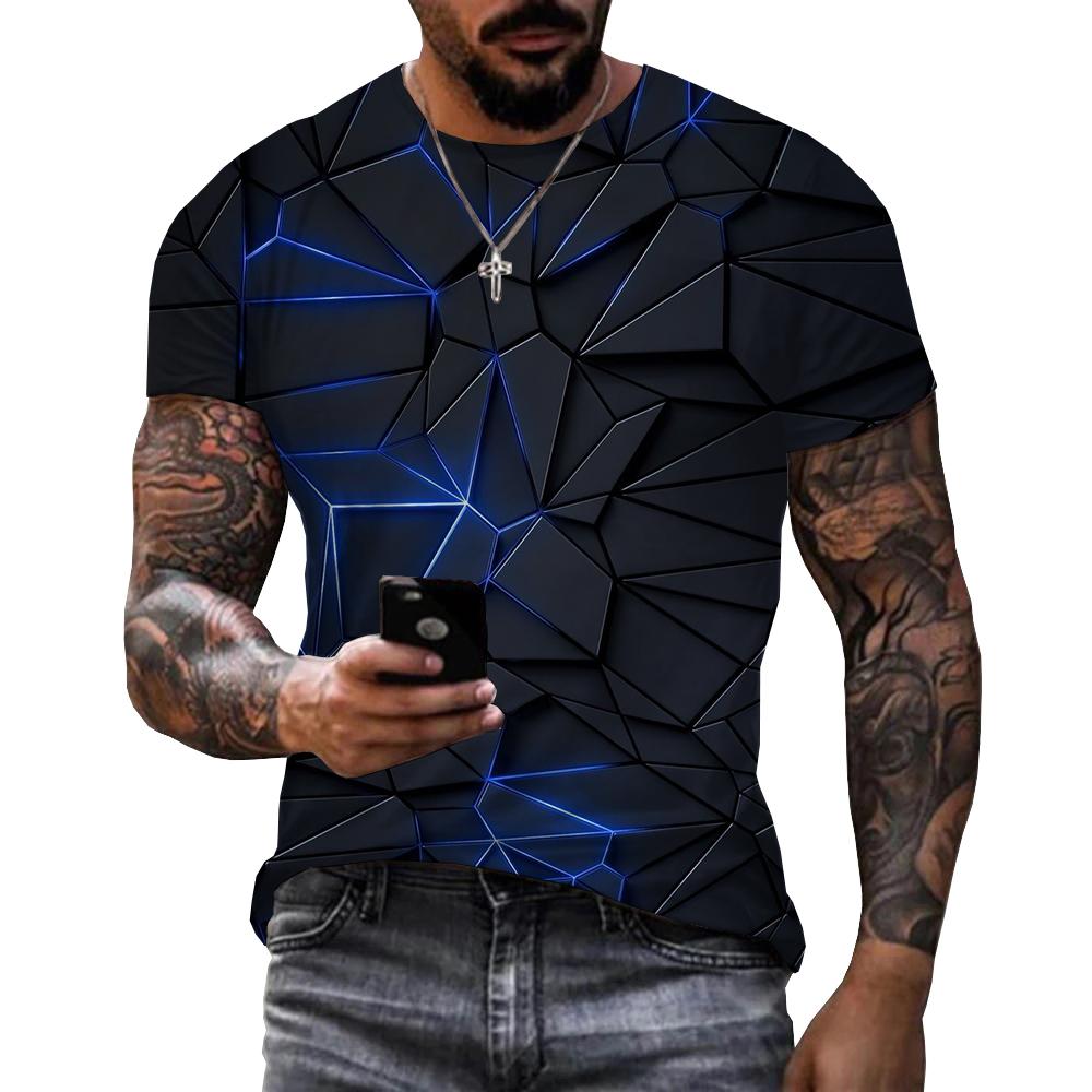 Men's 3D dazzling pattern chip printed T-shirt for both men and women, summer fashion trend T-shirt, casual oversized T-shirt