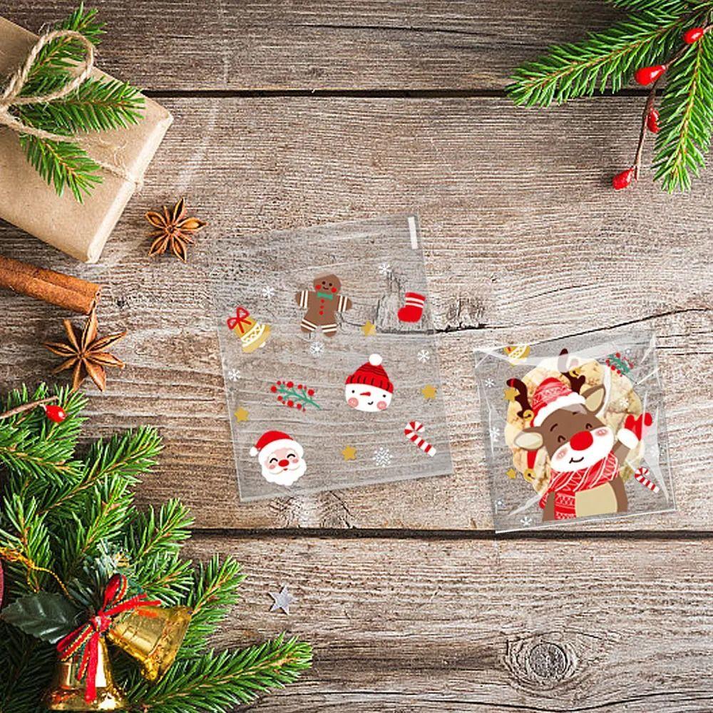 Santa Claus Christmas Treat Bags Cartoon Designs Cookie Packaging Bag  Holiday Gift