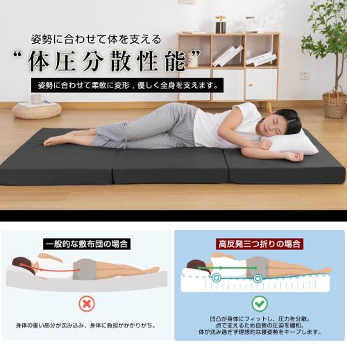 fuwawa Single Tri-Fold Mattress [190N Firm, 10cm Thick] High-Density, High-Resilience Mattress, Foldable Futon Mattress, Textured Surface, Deodorizing