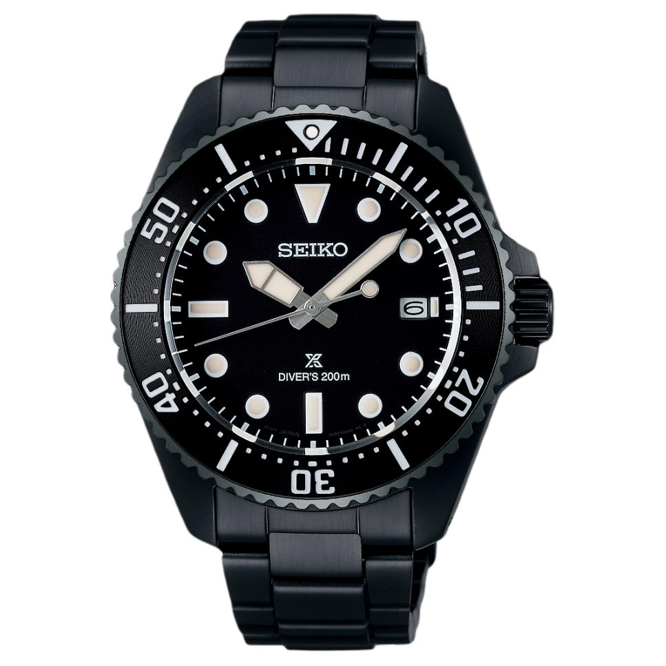 

SEIKO Prospe Collection 200M Waterproof Solar Quartz Movement Stainless Steel Strap Watch SNE599P1 Black Dial