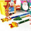 4Pcs Creative Stationery Sketchbook Pen Cute Cartoon Wooden Christmas Pencil Planner Student Prizes Christmas Gifts