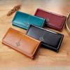 Vintage PU Leder Frauen Lange Brieftaschen Große Kapazität Geld Tasche Neue Design Handy Tasche 2 Falten Multi Karten Halter banknote Münze Geldbörse
