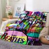 1PC Band Print FlAannel Blanket, High quality Comfortable for All Seasons, Home Decor, Warmth and Comfort