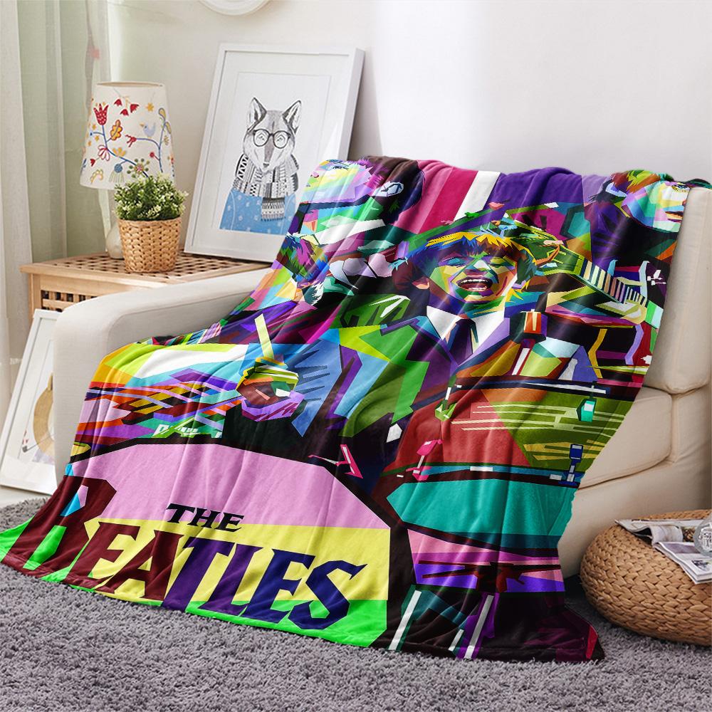 1PC Band Print FlAannel Blanket, High quality Comfortable for All Seasons, Home Decor, Warmth and Comfort