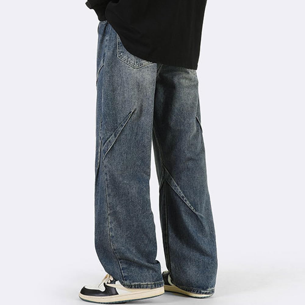 Maytopia Denim Baggy Plus Loose Straight All XK8067 Jeans, Pants, Wide-leg Pants, Pants, Sizes, Fit, Leg, Casual, Baggy, Men's, Women's, Fall, Winter,