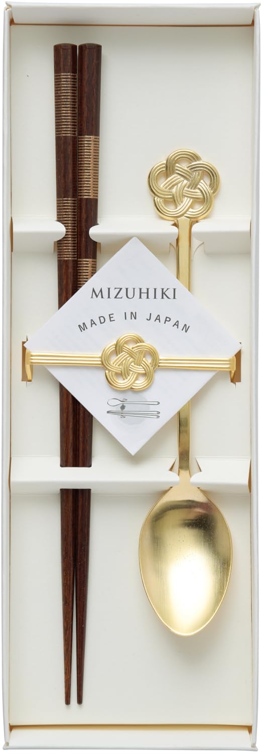 

Kawai Gift Chopsticks Spoon 21cm W12 D26 029597 ReMIZUHIKI & Set, Gold. Size Chopsticks approx. 23cm, approx. / Package approx. H2.3 cm. золотой