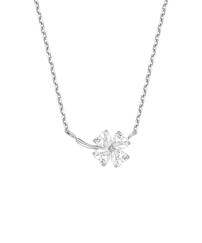 Stonehenge Silver Cubic Four-Leaf Clover Necklace Sc26B11P