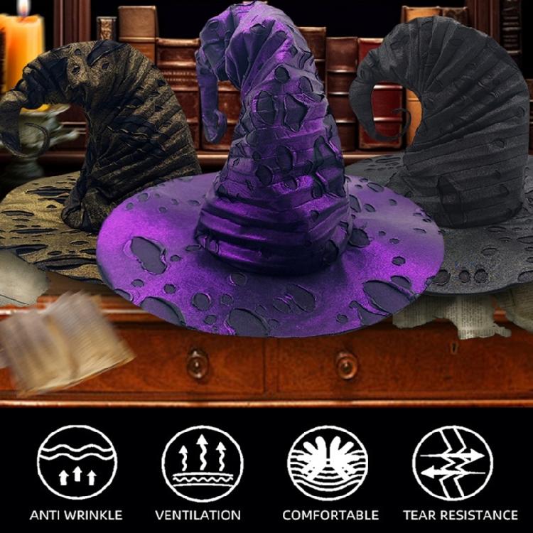 Halloween Cosplay Witch Wizard Hat with Tattered Hole Carnivals Party Headpieces Devil Hat Cosplay Tool for Adult Teen