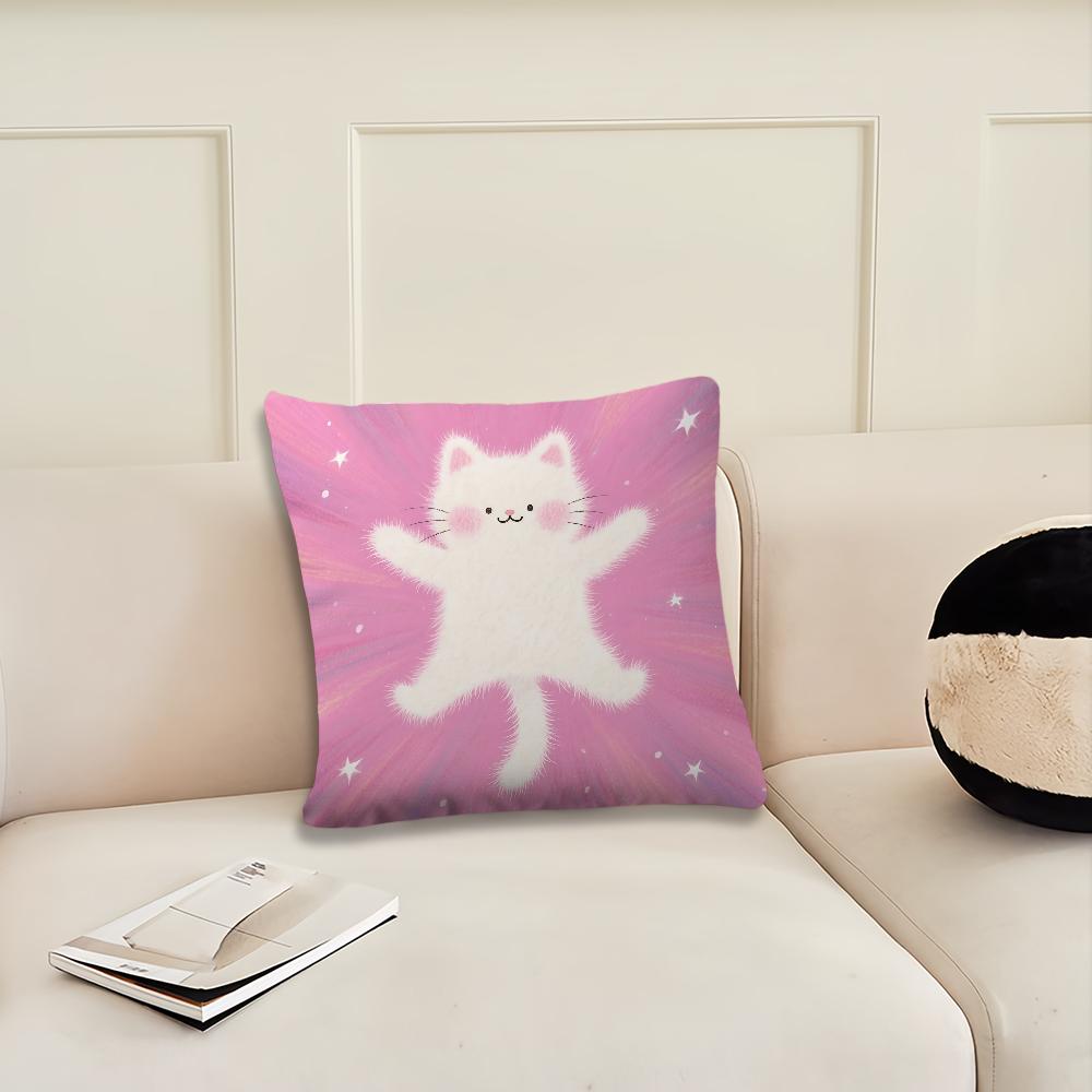 Cartoon Pink Cat Star Cute Cushion Cover Pillow Cover Decoration Room Home Sofa Living Office Car Nordic Simplicity